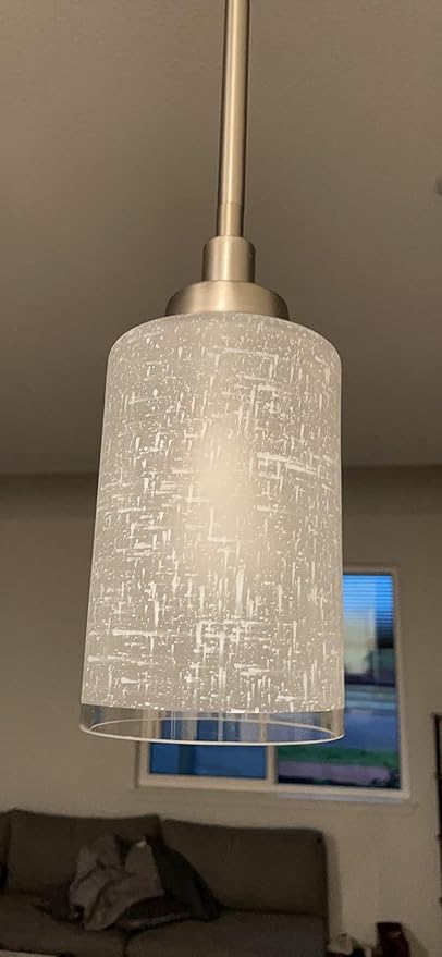 3 Pack White Linen Glass Lamp Shade Replacement Globe & Covers for Light Fixtures, 6-1/16" Tall, 1-5/8 inch Fitter, Cylinder Glass Shade