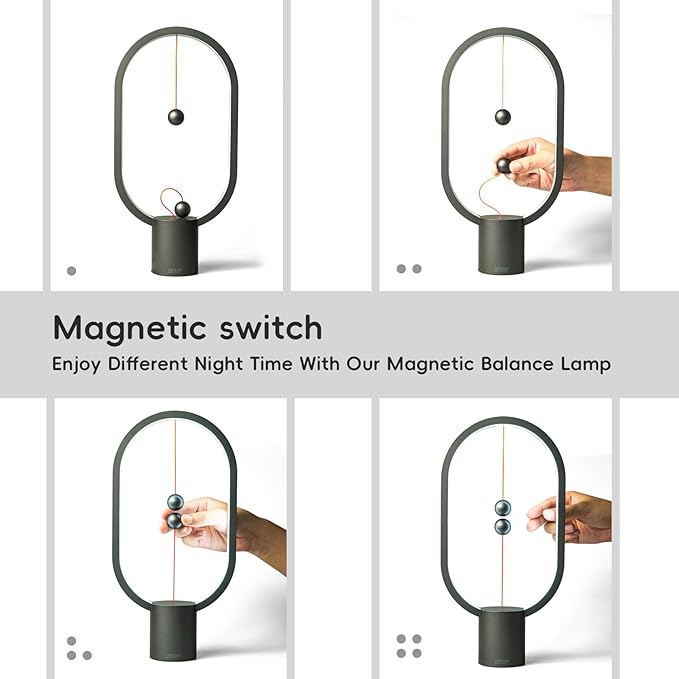 Table Lamp for Bedroom - Balance Lamp,Bedside Lamp with Touch Dimmer,Nightstand Lamp,3 Level Brightness Rechargered Night Light for Home,Office,College Dorm (Black)