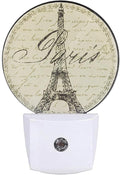 EKOBLA Boho Beige Paris Night Light Vintage Eiffel Tower France Night Lights Plug into Wall with Dusk to Dawn Sensor Home Plug Wall Light for Boys Girls Men Women