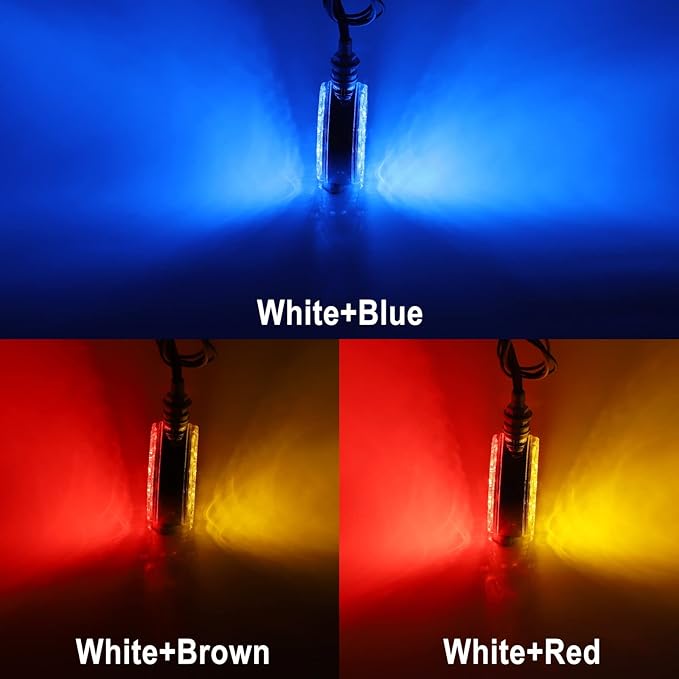 Partsam 2pcs 3" Dual Revolution Amber/Red/Blue Round Double Face 30 Diode Marker/Turn Signal and Auxiliary Led Pedestal Light with Chrome Housing Sealed Replacement for Peterbilt/Freightliner, 10-30V