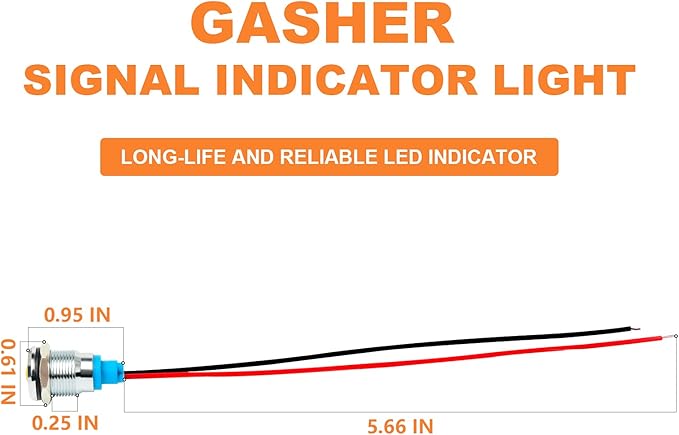 GASHER 110V/24V/12V 20mA Energy Saving Indicator Light Mounting Hole Size 12mm(1/2 inch) Green Yellow Red Blue White 5 PCS（110V）