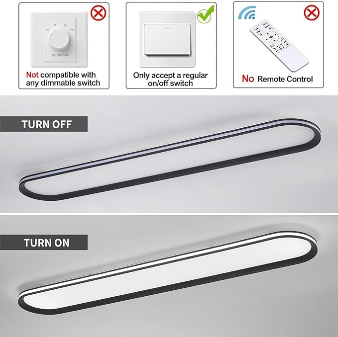 47.1 Inch Metal LED Ceiling Light,Slim, Edge Lit - 65W Full Spectrum Linear Ceiling Lamps,6500K Cool White Modern Ultra Thin Low Profile Light Fixture for Kitchen, Home & Office Hallway