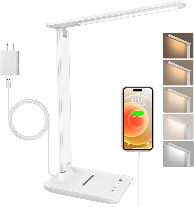 shinelife LED Desk Lamp for Office Home (Black) (White)