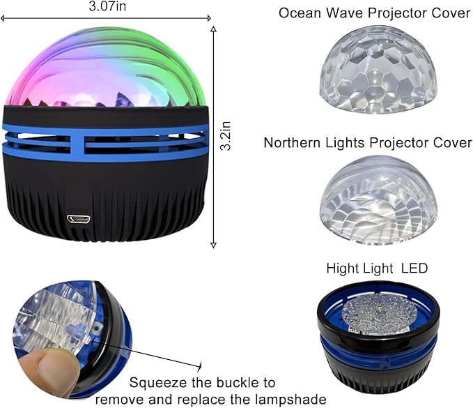 2 in 1 Northern Lights and Ocean Wave Projector with 14 Effects of Galaxy Light for Game Rooms, Parties, Light Projector for Bedroom, led Light Projector for Room Home Decorations
