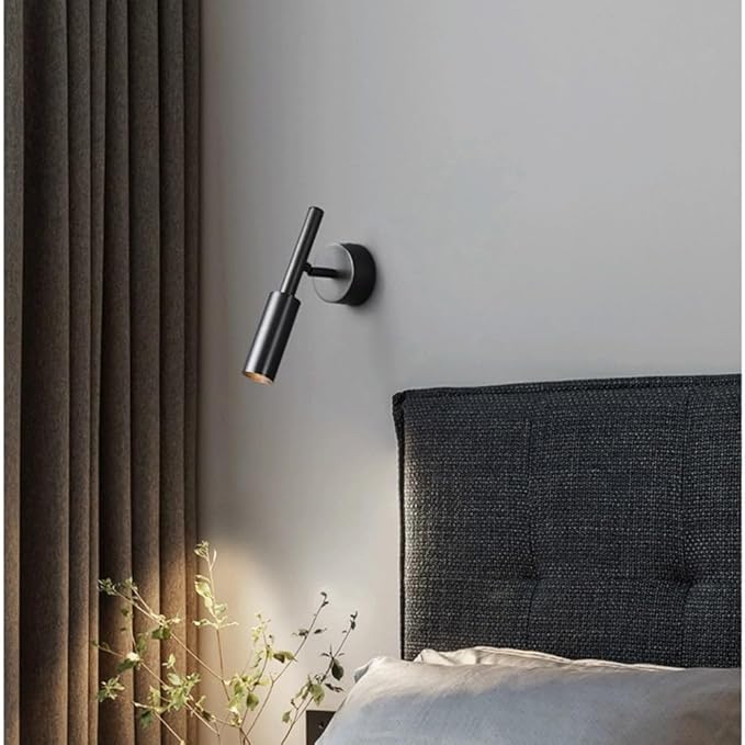 Modern Wall Sconce, Solid Brass Wall Lamp, Gold Finish, 5W LED 3-Color Changing, Geometric Cylindrical Bar Design, Elegant Accent Lighting for Living Room, Bedroom, Hallway.(Black)