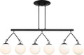 Craftmade 50776-FB Orion Geometric Design White Frost Glass Orb Linear/Island Lighting, 6-Light 360 Watts 15"H x 45"L, Flat Black
