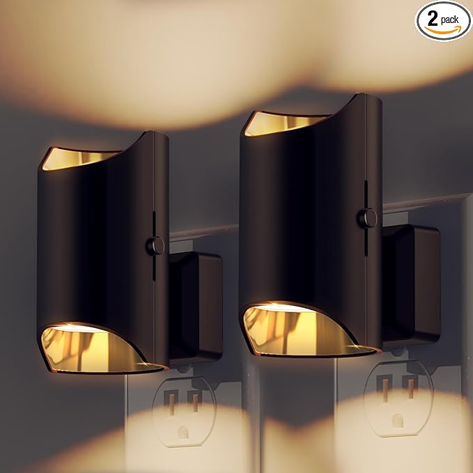 L LOHAS LED Night Light, Dimmable Night Lights Plug into Wall, Dusk to Dawn Sensor, Soft White 3000K, 0-100LM, Plug In Night Light, Modern Nightlights for Hallway Bedroom Stairway Bathroom, 2 Pack