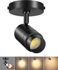 Zoomable LED Ceiling Spot Lights Indoor Adjustable Ceiling Spotlight Fixture Directional Ceiling Light Dimmable Flush Mount Can Accent Lighting for Kitchen Art Picture - 12W 1000lm Black 3000K