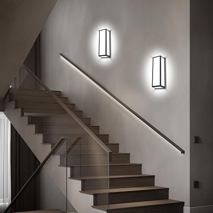 15 Inch LED Porch Light 30W 6500K Outdoor Wall Lighting 2400LM Aluminum Modern IP65 Waterproof Exterior Light Fixture Wall Mount for Patio Stairway Backyard
