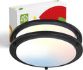 ASD LED 10" Round Flush Mount Lighting, Close to Ceiling Light Fixture | 3CCT, Dimmable, Energy Star, ETL Listed | 16W 1050LM 3000K-5000K 120V | Low Profile Double Ring Lamp | Black
