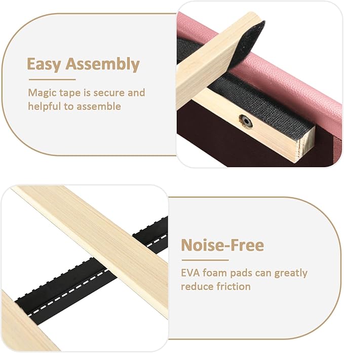 BarnFurin Floating Bed Frame King with LED Lights, Upholstered Platform Bed with Diamond Tufted Headboard, No Box Spring Needed, Noise Free, Easy Assembly, Pink