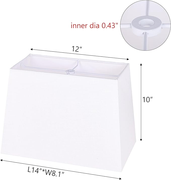 Wellmet Set of 2 Square Lampshade, 12" X14" X10" Replacement Lampshade, No Assembly Required, Classic Modern Lamp Shade for Table Lamp, Bedside Lamp, Floor Lamp, Fabric Lamp Shade, Spider Fitter