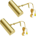 Royal Designs, Inc. Plug-in Picture Light, Gallery Lighting, 12 ft Cord with in-Line Hi/Low/Off Switch, PLP-2008-8-BSB-2, Brushed Satin Brass, 8.75 Inches, Pack of 2