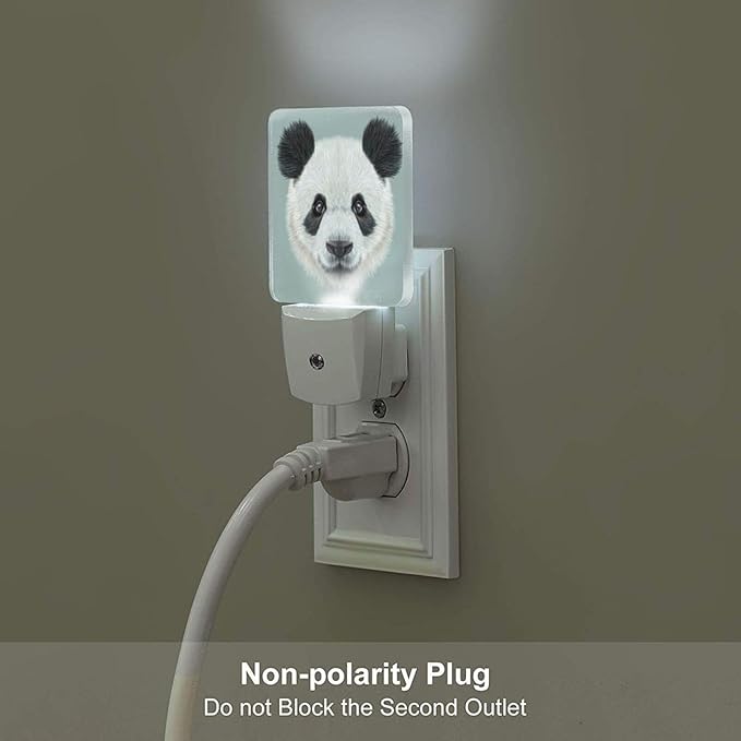 Panda Cute Face Night Light,Plug Into Wall Decor for Stairway,Hallway,Kitchen,Dusk to Dawn Sensor Nightlights for Boys/Girls/Women/Men Room Gifts
