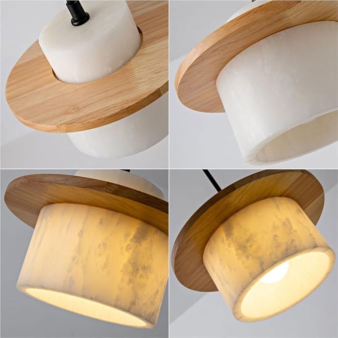 Natural Stone Pendant Light fixtures, E26 Base Marble Hanging Lamp lampshade, Modern Industrial Style Chandelier, Living Room, Bedroom Kitchen Decoration Lighting