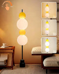 Yellow Globe Floor Lamp - 3 CCT (3000K/4000K/5000K) Dimmable LED, Touch Switch, Modern Tall Standing Lamp for Bedroom, Living Room, Home Office