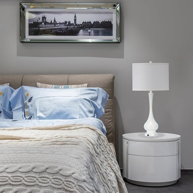 Table Lamps for Living Room Set of 2,30" Tall Bedside Farmhouse Lamps,Bedroom Nightstand Lamps with USB Port, 3-Way Dimmable Modern Large Table Lamps with White Shade (Bulbs Included)