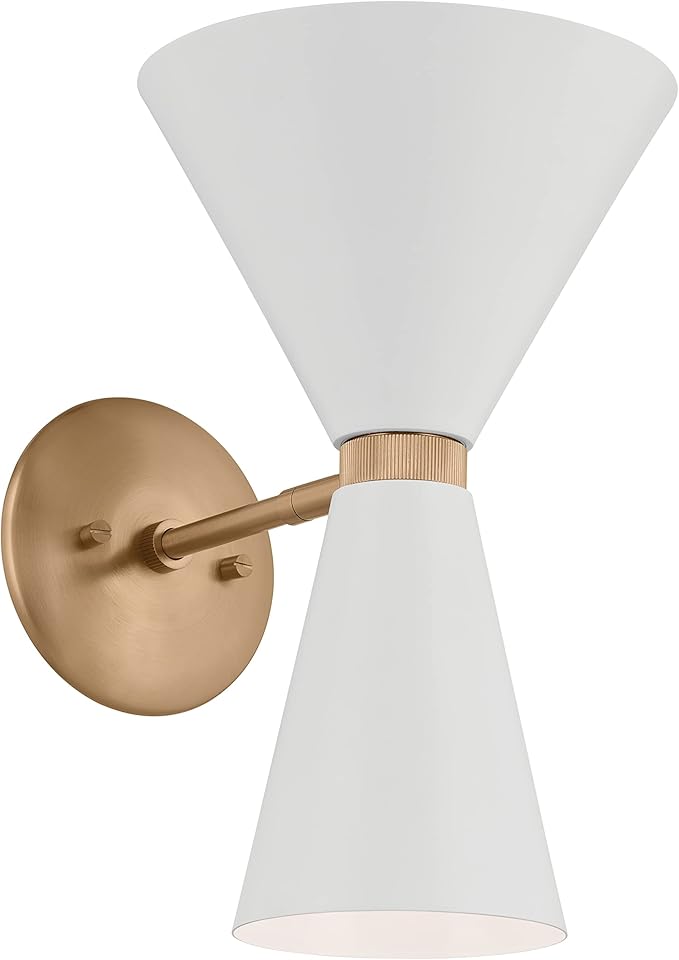 Kichler Phix 13.5 Inch 2 Light Wall Sconce in Champagne Bronze with White