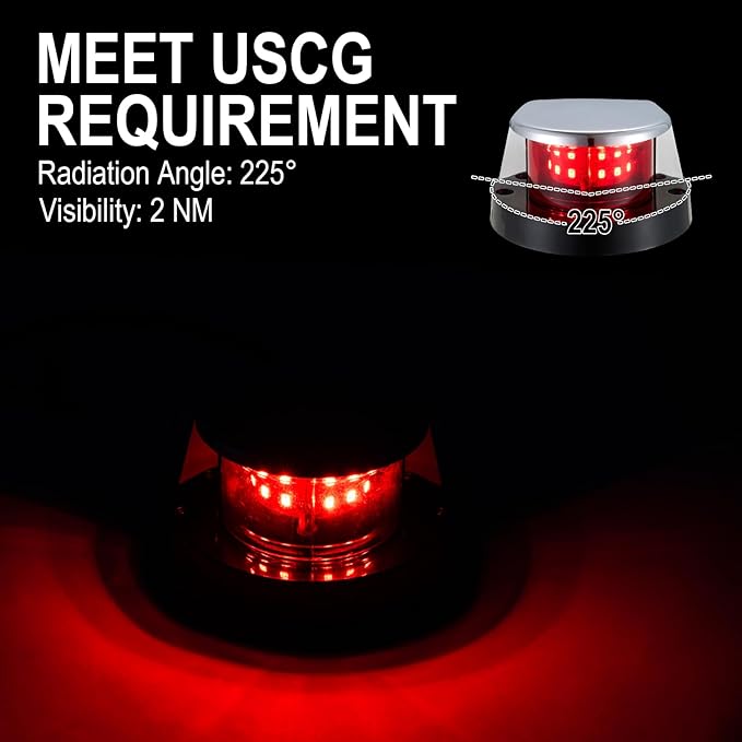 CZC AUTO Boat Navigation Lights, Red and Green Led Bow Lights, IP67 Waterproof Marine Navigation Lights for Pontoon, Yacht, and Small Boats