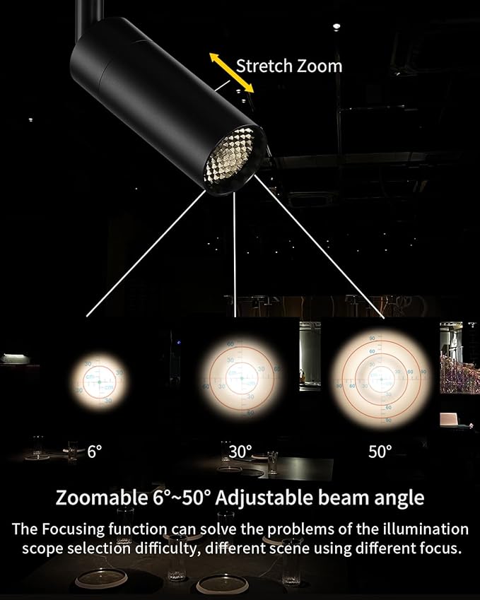 Modern LED Ceiling Spotlight, 10W Zoom Track Spotlight, Light Fixtures Adjustable Angle for Versatile Indoor Accent Lighting