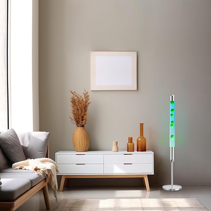 47.5-Inch Liquid Motion Lamp,Magma Lamp, Mood Relaxation Light，Suitable for Home Decoration,Office Decoration, Cafes,Bars,Etc (Blue Water Green Wax, 47.5 inches)