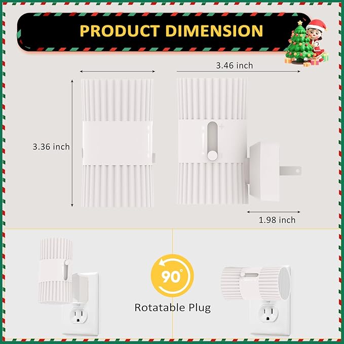 LED Night Lights Plug into Wall, Dusk to Dawn Sensor 7-Colors RGB Plug in Night Light, 90° Rotatable Modern NightLights 0-100LM Dimmable Nightlight for Christmas Bedroom Bathroom Hallway Stair, 2 Pack