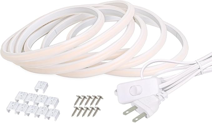 LED Strip Lights Waterproof IP67 32.8ft Cuttable COB LED Rope Lights 10m AC 110V Light Stip 320LEDs 3000K Super Bright Warm White Lighting for Bedroom Ceiling Kitchen Cabinet Closet Mirror