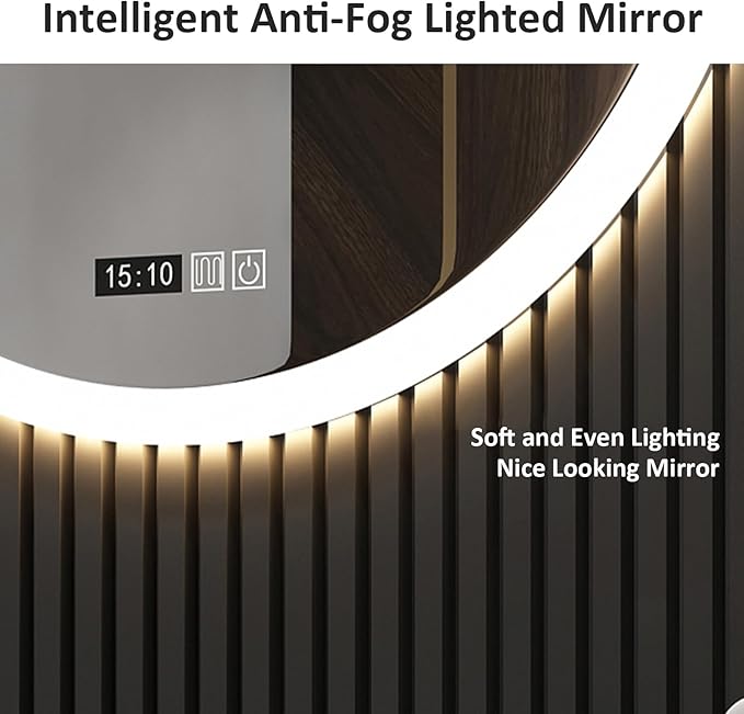 Bathroom Vanity - Floating Bathroom Vanity with Sink & Intelligent Defogging Mirror Elegant Ambient Lighting, Solid Wood Modern Luxury Vanities for Bathroom (Rectangular Smart Mirror, 48")