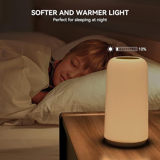 Touch Bedside Table Lamp, [Sleek Design & RGB Mode] 3 Way Dimmable Small Lamp for Bedroom, LED Lamp with Warm White Lights, Multi-Color Smart Nightstand Lamp for for Living Room Home Gifts