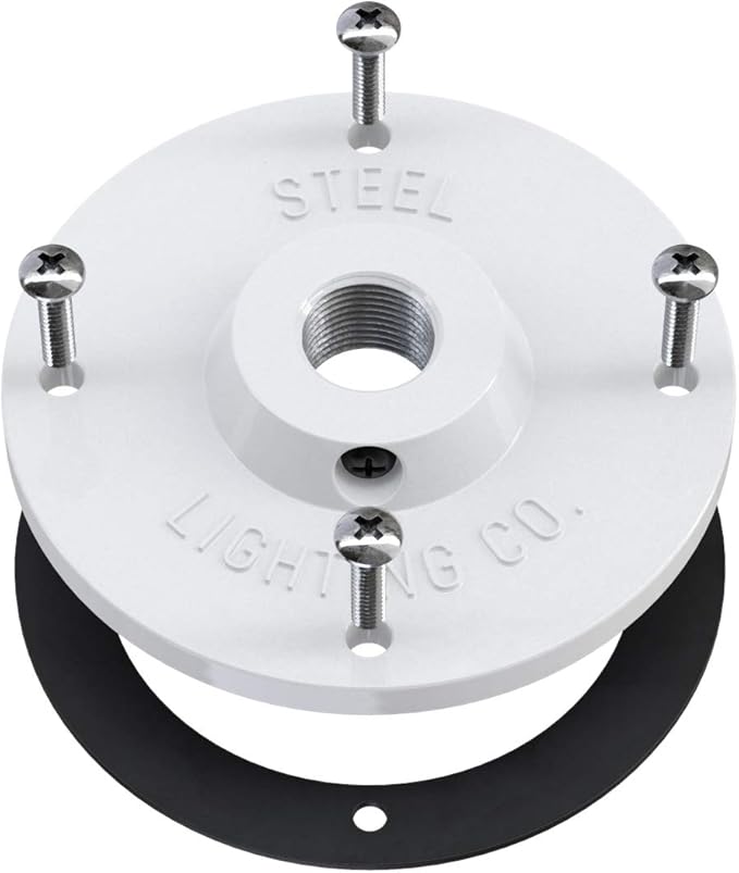 Steel Lighting Co. Topanga Barn Light | Outdoor Wall Mounted | Farmhouse Garage Light Made in America | 14 inch Dome | Upslope Gooseneck | White Exterior/White Interior