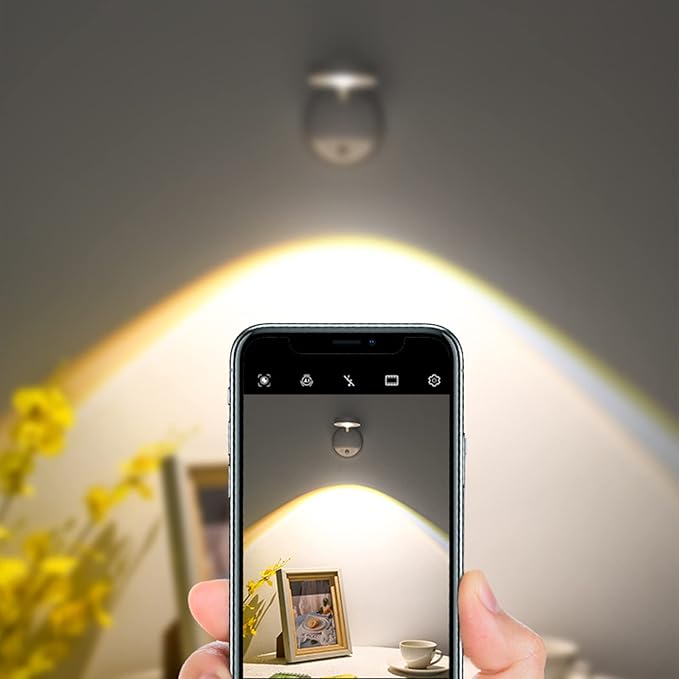 Wireless Picture Light Battery Operated, 2200mAH Rechargeable Painting Light with Motion Sensor and Rotatable Tube, Stepless Dimming Art Display Light for Picture Frame