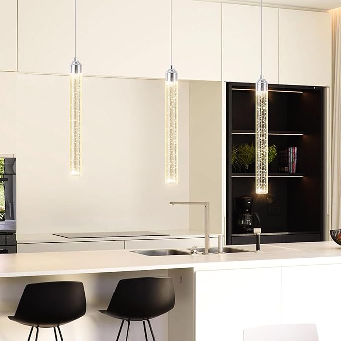 1-Light Modern Crystal Pendant Lighting LED Dimmable Pendant Light Kitchen Island Dining Room