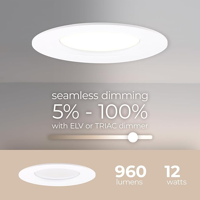 Just Screw Me in 6in LED Recessed Retrofit Light for E26 or Medium Base 4, 5, or 6 Inch Recessed Cans with Telescoping Neck and 5-CCT 2700-3000-3500-4000-5000K in White (Pack of 4)