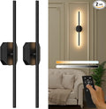 Battery Operated Wall Sconce Set of Two,Wireless Wall Sconces USB Rechargeable Wall Lights with Remote Control,3000K-6000K Dimmable for Bedroom,Background Wall,Living Room,Hallway,Wall Decor,28inch