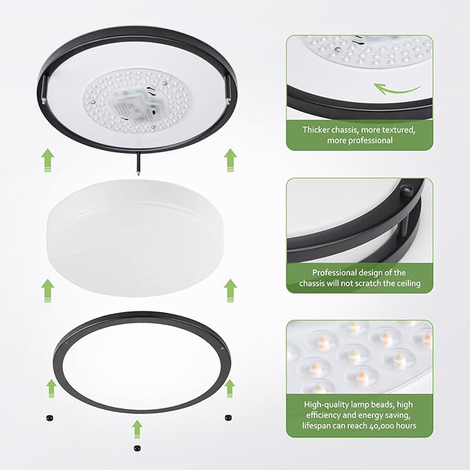 14 Inch Flush Mount Ceiling Light - 2 Pack 36W 3000K/3500K/4000K/5000K/6000K Dimmable Led Ceiling Light Fixture for Kitchen Hallway Bedroom Bathroom