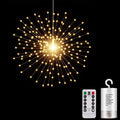 200 LED Starburst Sphere Lights,Firework Light Battery Powered, Tent Chandelier Remote Control, Waterproof Hanging Lights for Gardens Courtyards Porches Christmas Party Home Decor（Warm White）