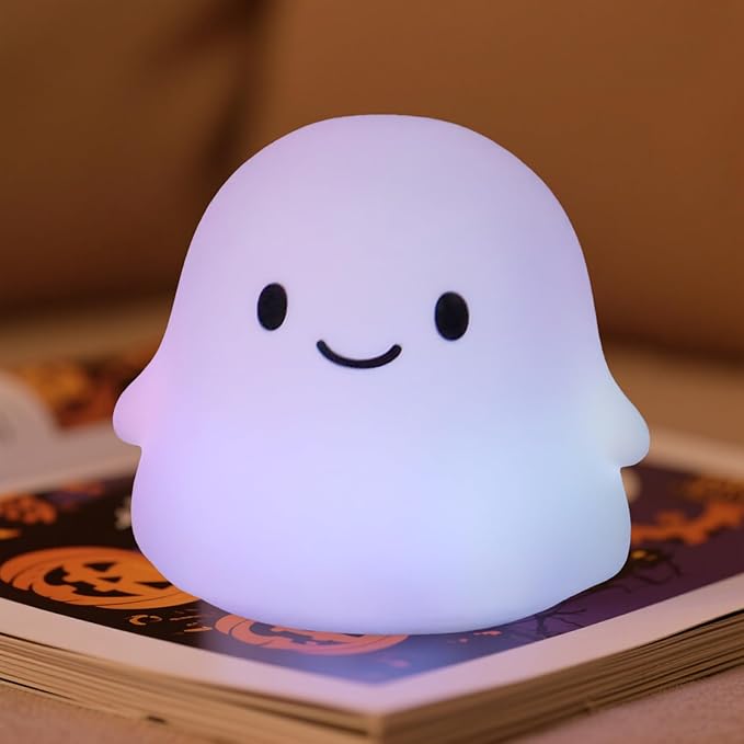 Ghost Night Light Color Changing, Cute Cloud Decor with Colors & 50Hrs, Tap Control Light Up Ghost for Kids, Rechargeable Halloween Gifts, [Valentines Gifts]