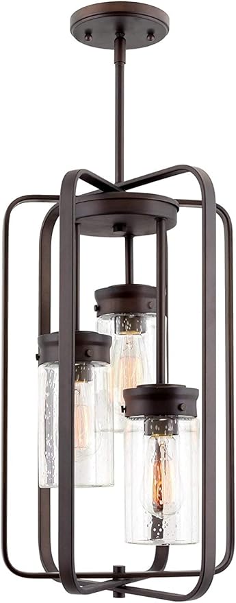 3 Pack Clear Seeded Glass Lamp Shades, 5.9in Height, 3.9in Diameter, 1.7in Fitter, Cylinder Bubble Glass Shade Covers, Seeded Glass Replacement for Pendant Light Chandelier Wall Sconce