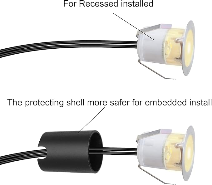 LED Recessed Deck Light Kits with Protecting Shell,LED Outdoor Landscape Lighting IP67 Waterproof,DC 12V Low Voltage for Garden,Yard,Stair,Patio,Kitchen Decoration In Ground(10pcs,Warm White)