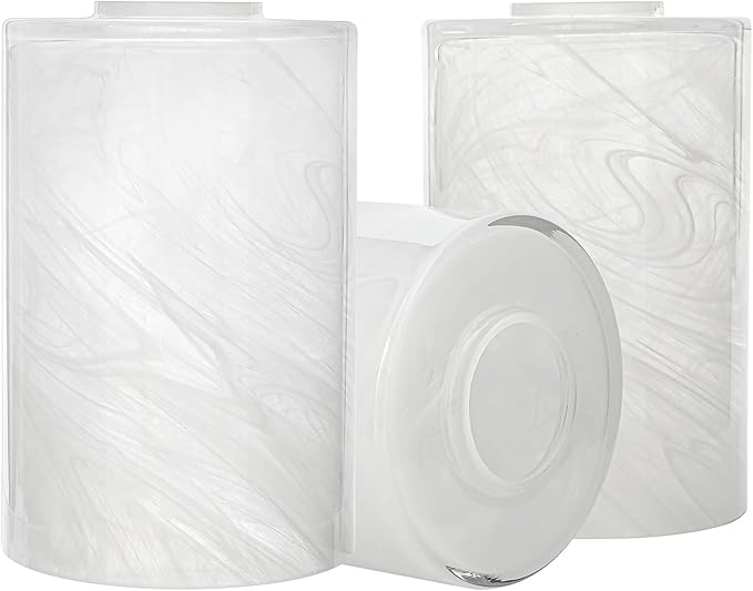 3 Pack White Alabaster Glass Replacement Globe & Shade, 6-1/16" Tall, 1-5/8 inch Fitter, Soft Light Cylinder Glass Lamp Cover for Chandelier Pendant Light Wall Sconce Light Fixtures