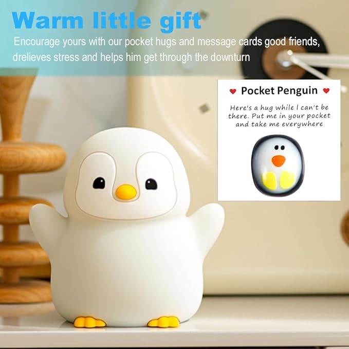 Cute Penguin Night Light for Kids Bedroom, Animal Silicone Nursery Night Lamp Touch Control Nightlights USB Rechargeable Bedside Lamp for Baby Children Toddlers Girls Gift