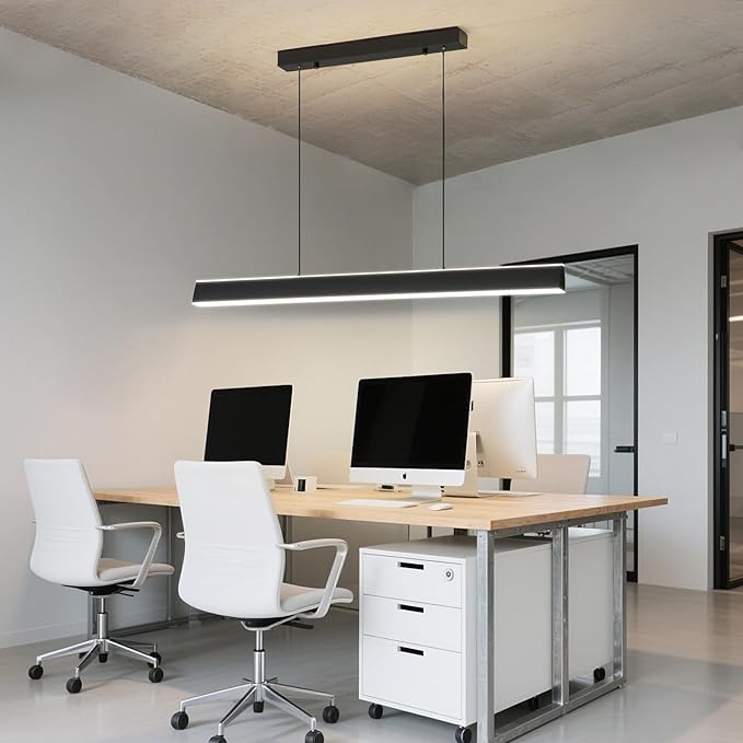 Modern Chandelier Light, 31IN LED Pendant Light with Remote Control 3000k-6500K Adjustable Color Temperature，Aluminum Island Lighting Lamp for Dining Room, Living Room