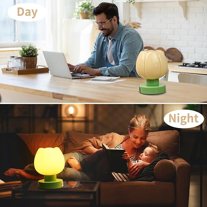Bedside Table Lamps Touch Dimmable with USB Ports and outlets Charging Station, Desk Small Nightstand Light for Bedroom Living Room Office Reading Home Decor Gifts LED Edison Warm Bulb Included