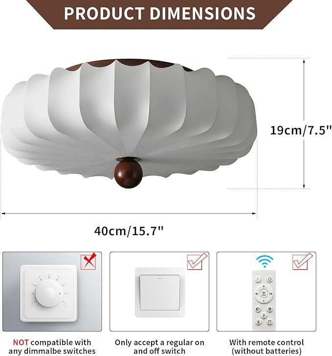 KCO Lighting Silk Semi Flush Mount Ceiling Light Fabric Flush Mount Light Fixture White Large Chandeliers Boho Bedroom Chandelier Ceiling Light Japanese Style Ceiling Lamp