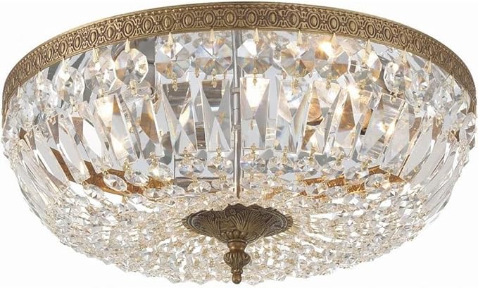 Crystorama Ceiling Mount 16" Wide Brass Crystal 3-Light Ceiling Light