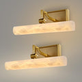 2-Pack 12" Alabaster Picture Light, Gold Hardwired Wall Sconce Bathroom Mirror & Paintings, Adjustable Vanity Light Natural Alabaster LED Light Fixture for Hallway Bedroom Living Room