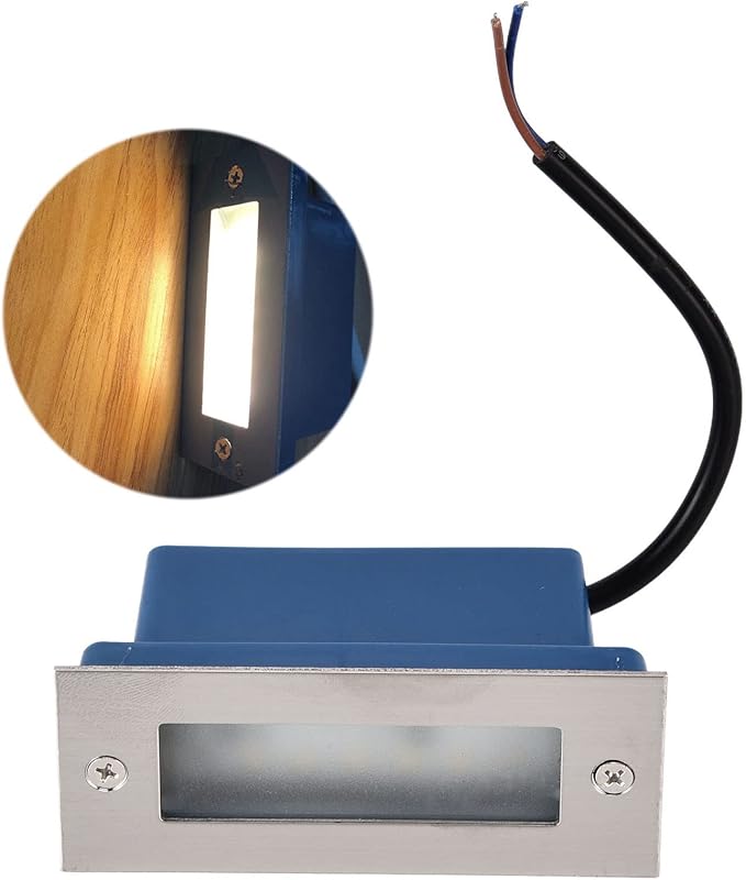 Step Lights,3W Landscape Stair Lights Waterproof Stainless Steel Rectangle Landscape Staircase Lights for Indoor Outdoor 110‑220V for Stairs,Pathway,Walkway