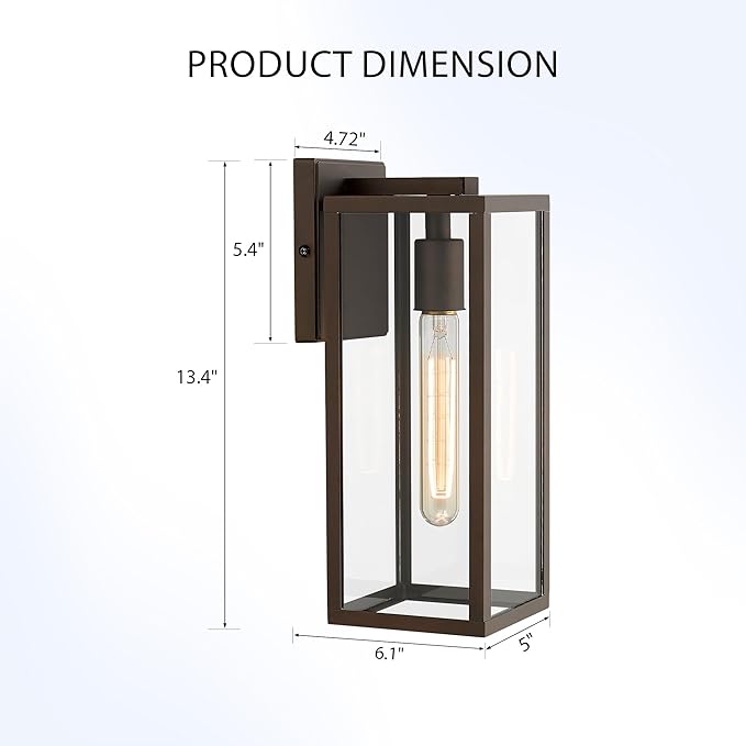 Bestshared Outdoor Wall Lantern, Anti-Rust Outdoor Wall Sconce Light Fixtures, Front Door Mount Light, Exterior Lighting Fixture, Porch Lamp with Clear Glass (Oil Rubbed Bronze, 2 Pack)