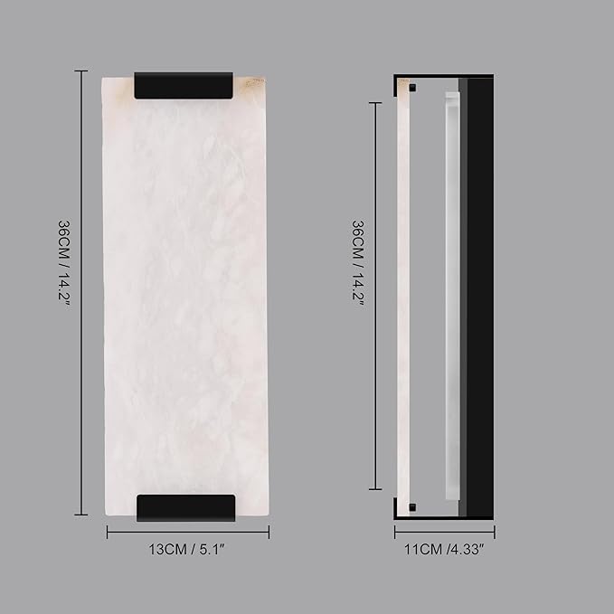 14.2 in Alabaster Wall Sconces, Natural Marble Wall Sconces Set of Two, Indoor Alabaster Sconces for Living Room, LED Modern Alabaster Sconces Wall Lighting for Dining Room,Bedroom,Stairs