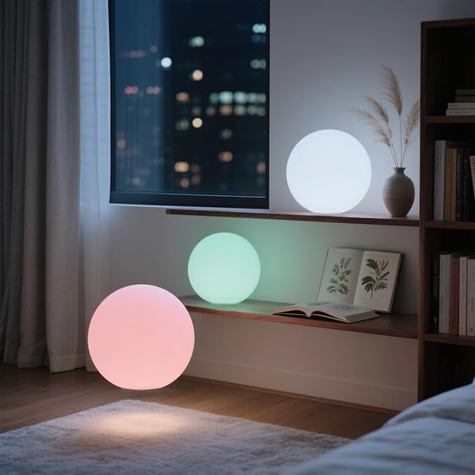 20-inch Large LED Globe Orb Light, Rechargeable LED Ball Light, Dimmable 16 RGB Colors Globe Floor Lamp w/Remote, Indoor/Outdoor Waterproof Glowing Orb Mood Lamp for Home Garden Patio Party